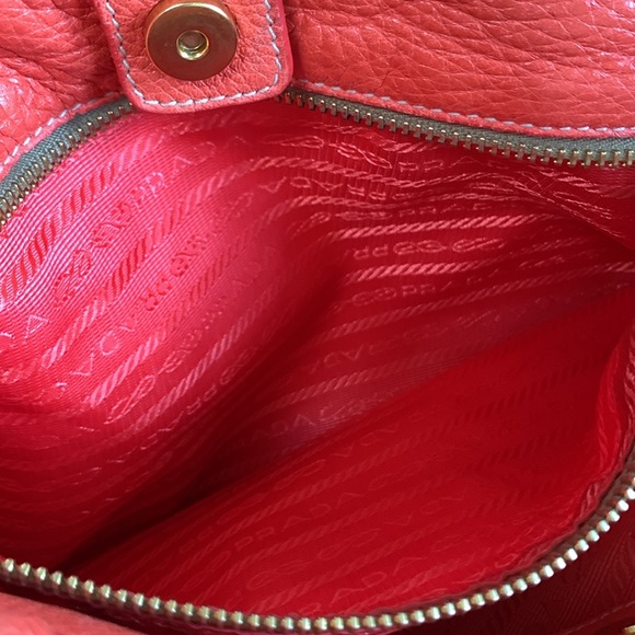 PRADA Cervo Pleat Bag Hobo Orange Deerskin Women’s Crossbody Designer Purse - Picture 15 of 16